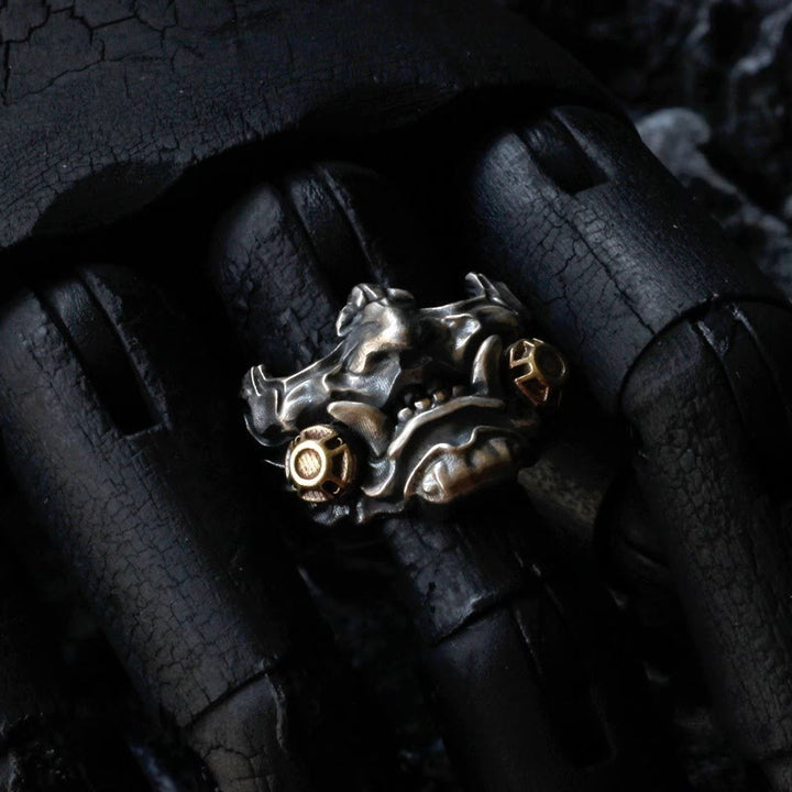WorldNorse Vintage Samurai Mask Adjustable Ring