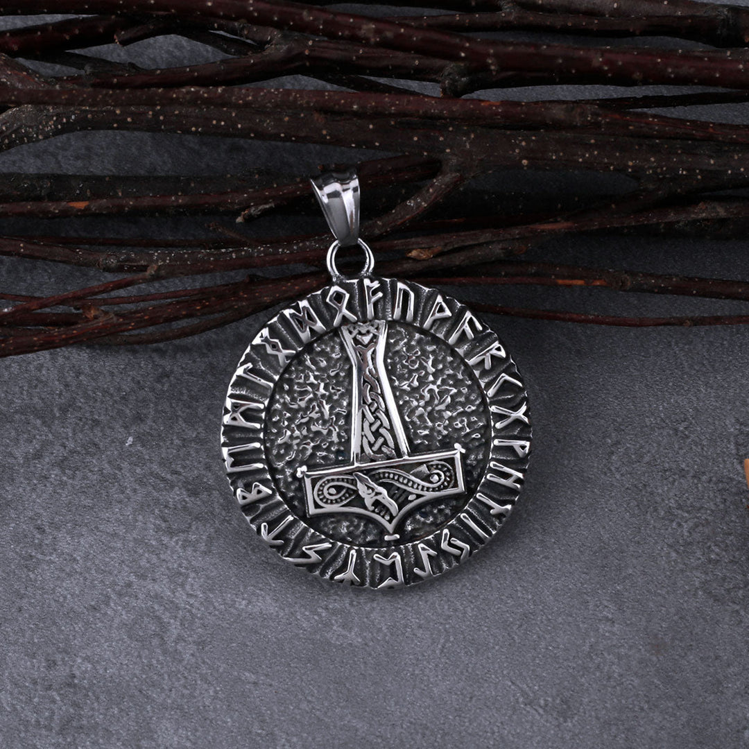 WorldNorse Thor's Hammer With Circle Of Runes Necklace