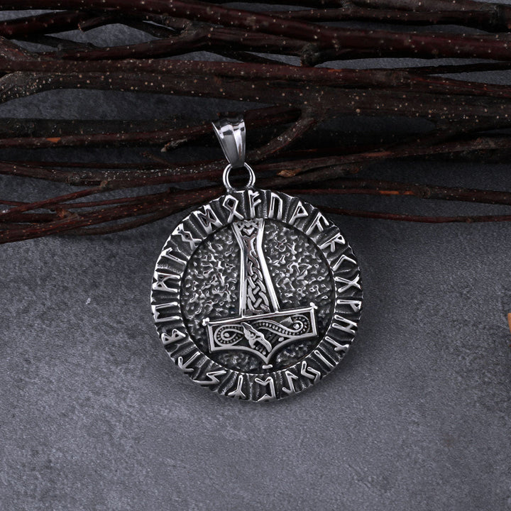 WorldNorse Thor's Hammer With Circle Of Runes Necklace