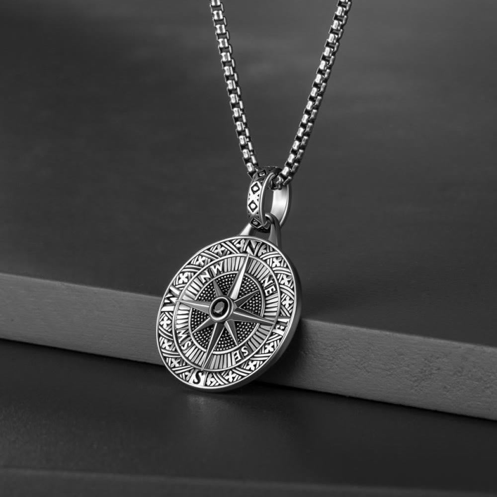 WorldNorse Compass With Center Black Necklace