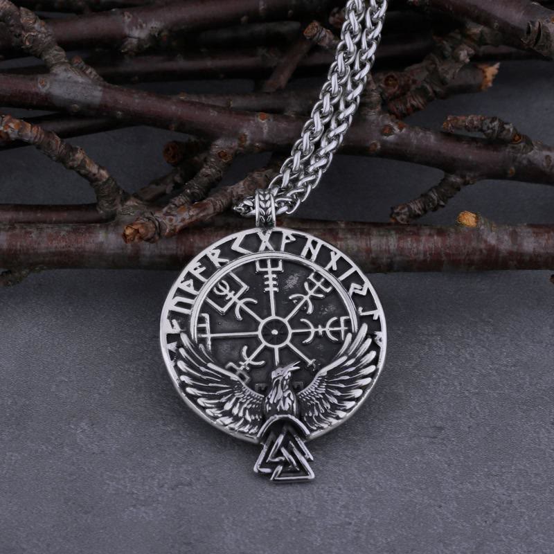 WorldNorse Norse Raven & Vegvisir Viking Symbol Necklace