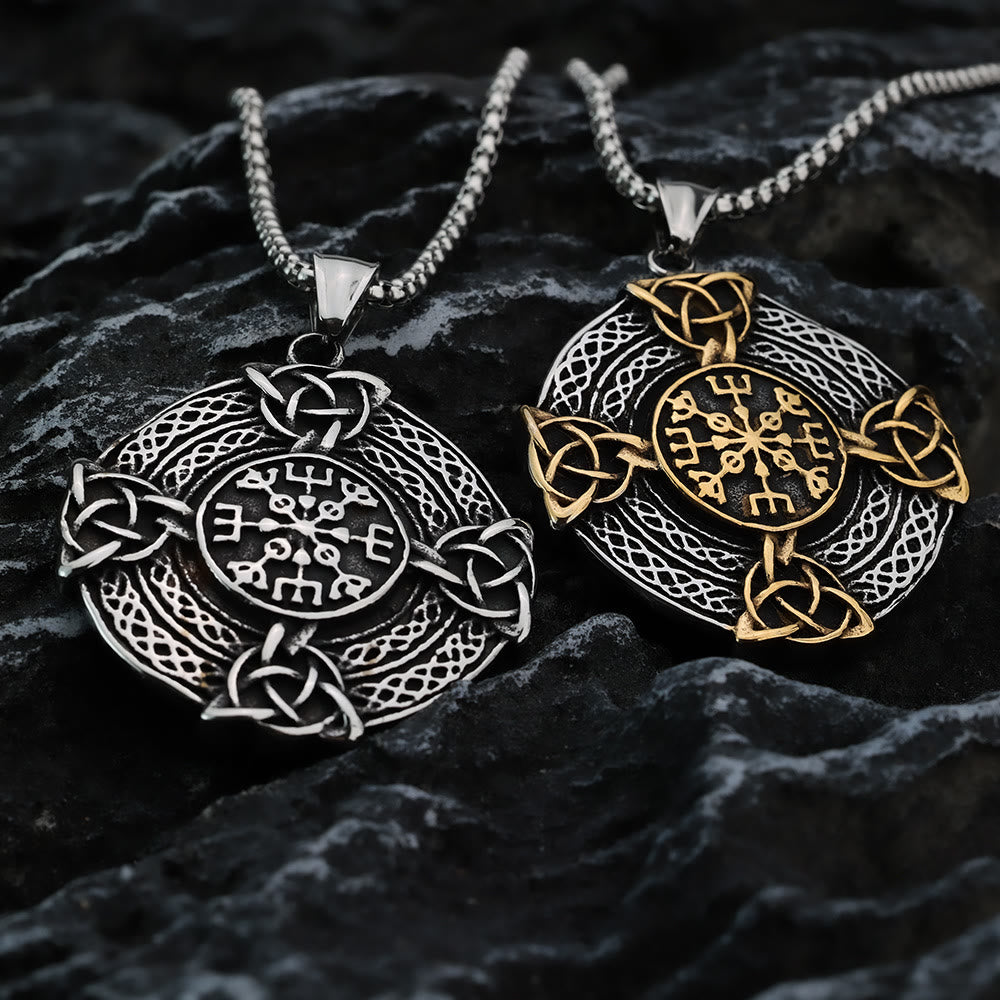 WorldNorse Vegvisir Celtic Knot Triple Necklace
