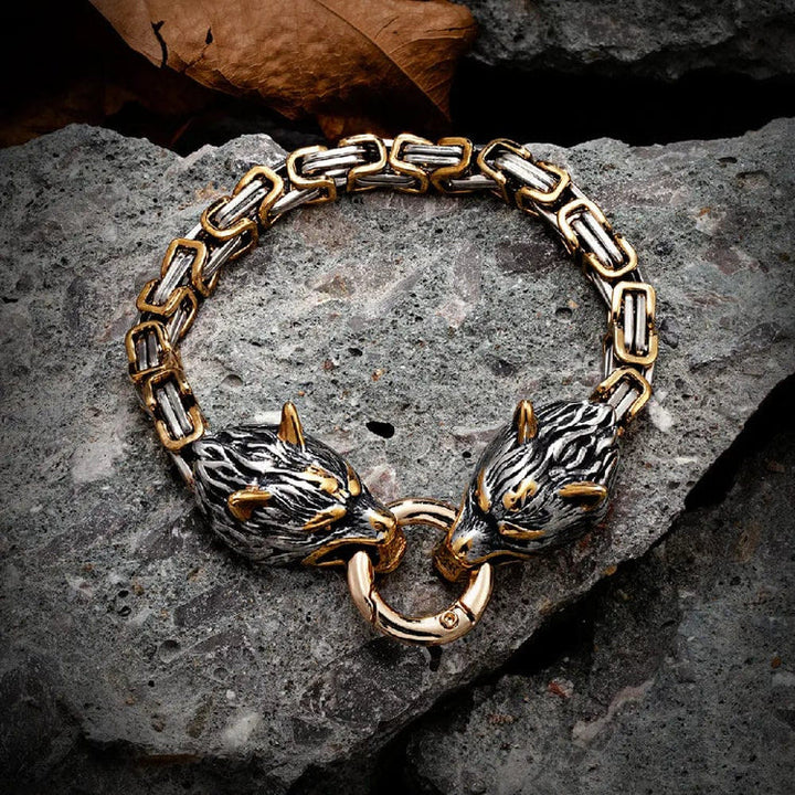 WorldNorse Nordic Geri And Freki Wolves Bracelet