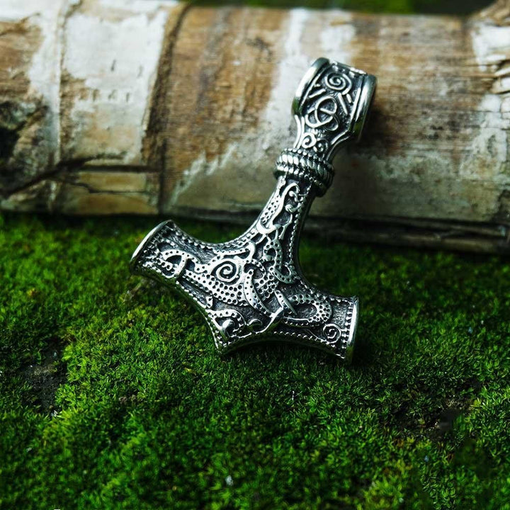 WorldNorse Thor's Hammer Pendant Leather Necklace