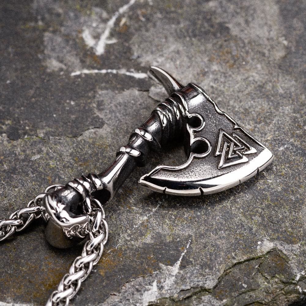 WorldNorse Viking Valknut Axe Necklace