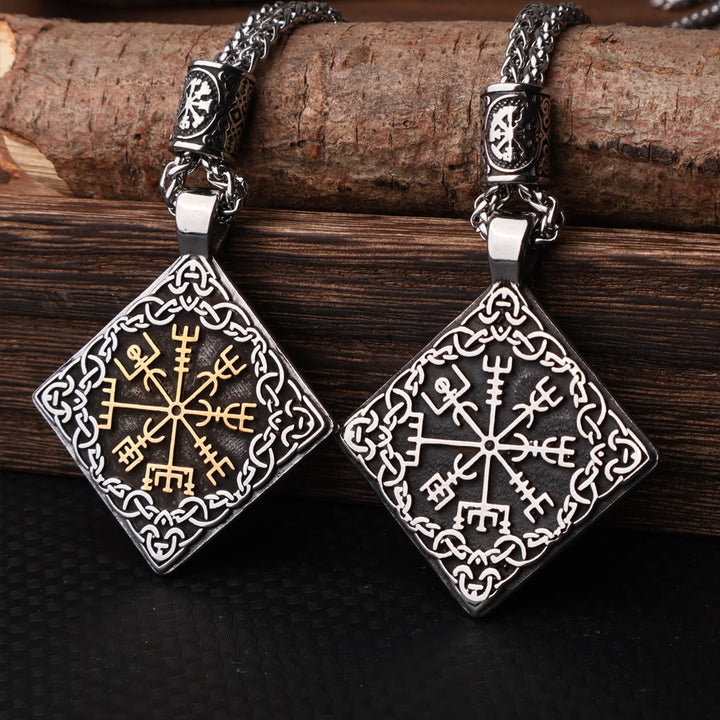 WorldNorse Celtic Knot Surround Vegvisir Geometric Necklace