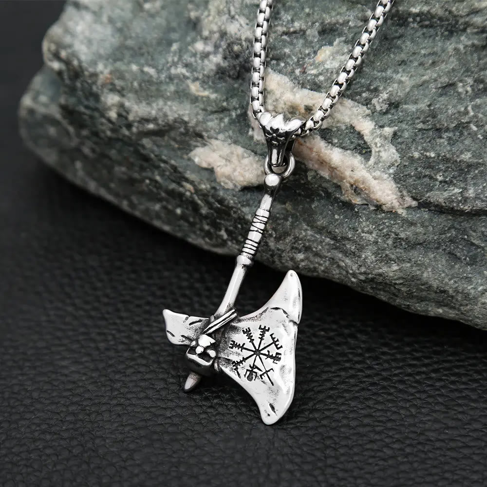 WorldNorse Viking Axe Vegvisir Amulet Self-defense Necklace