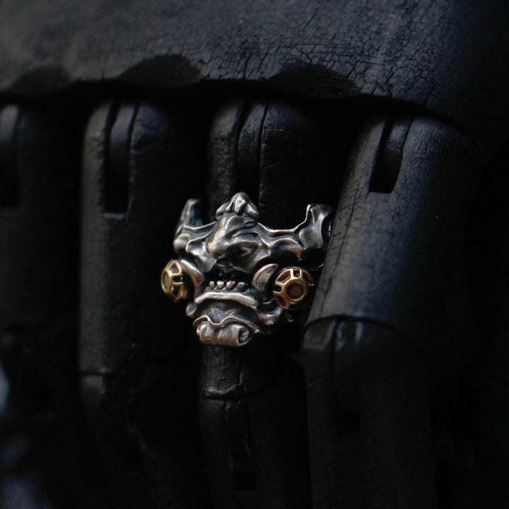 WorldNorse Vintage Samurai Mask Adjustable Ring