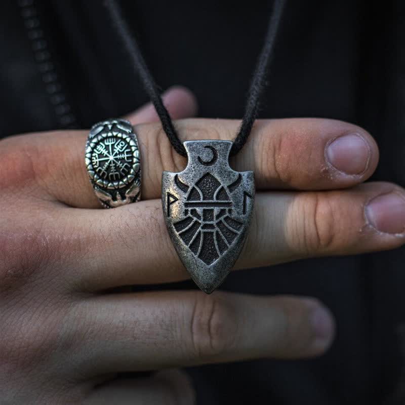 WorldNorse Men's Viking Odin Rune Arrowhead Necklace