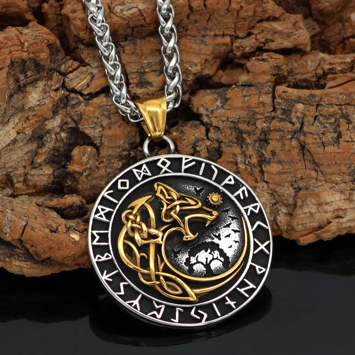 WorldNorse Wolf Head Rune Viking Fenrir Necklace