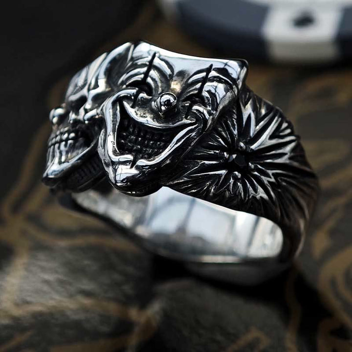 WorldNorse Dual-Sided Good And Evil Clown Ring