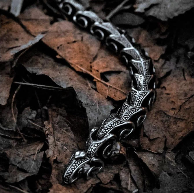 WorldNorse Vintage Dragon Bones Stainless Steel Animal Bracelet