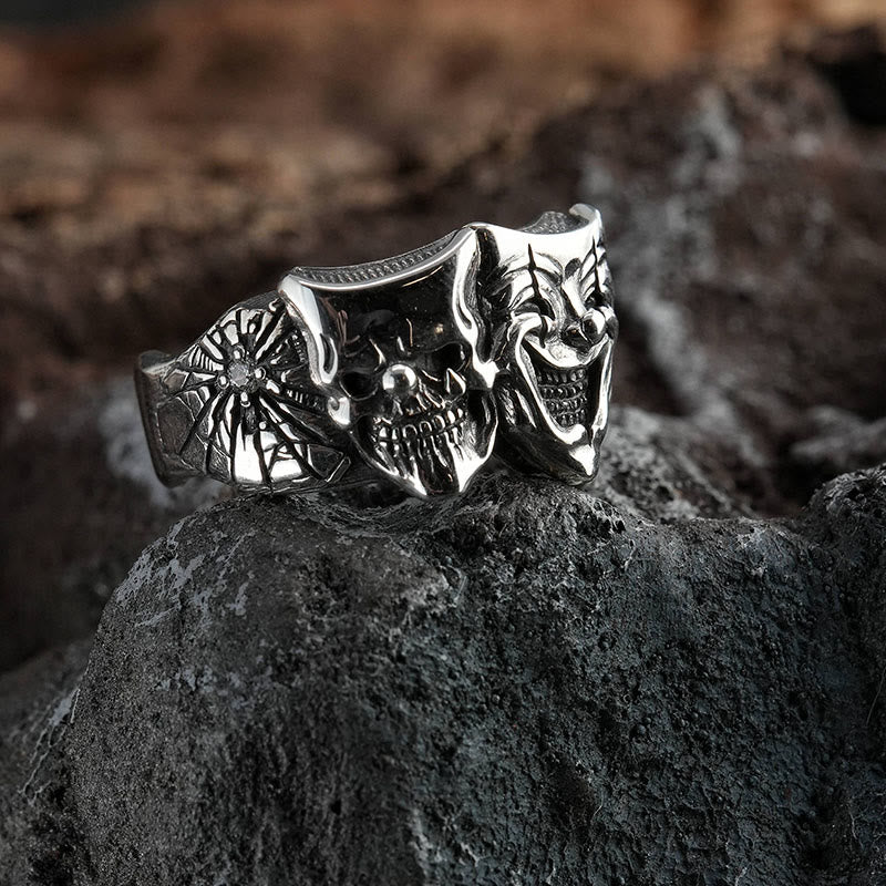 WorldNorse Dual-Sided Good And Evil Clown Ring