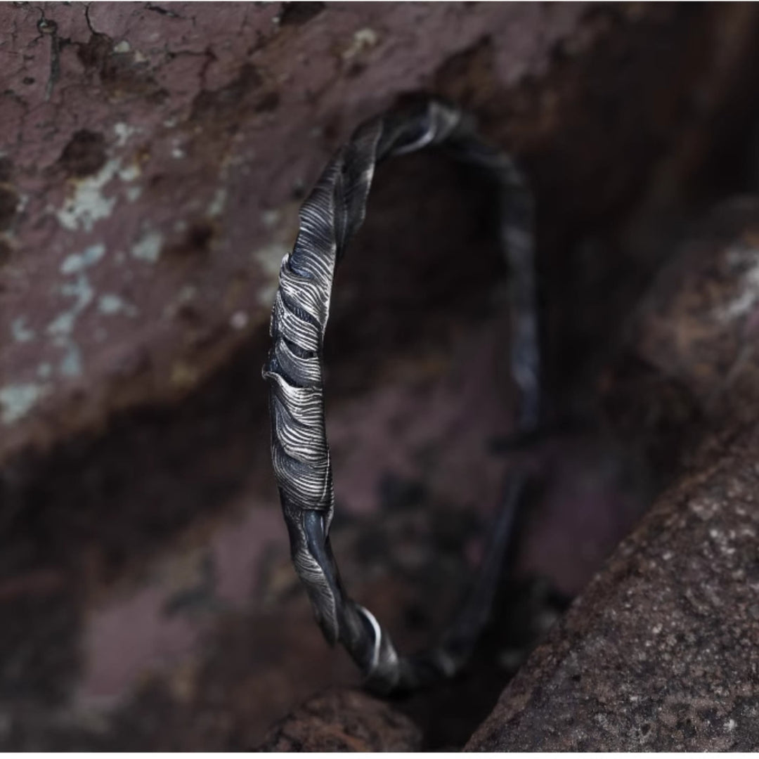 WorldNorse 999 Sterling Silver Feather Open Bracelet