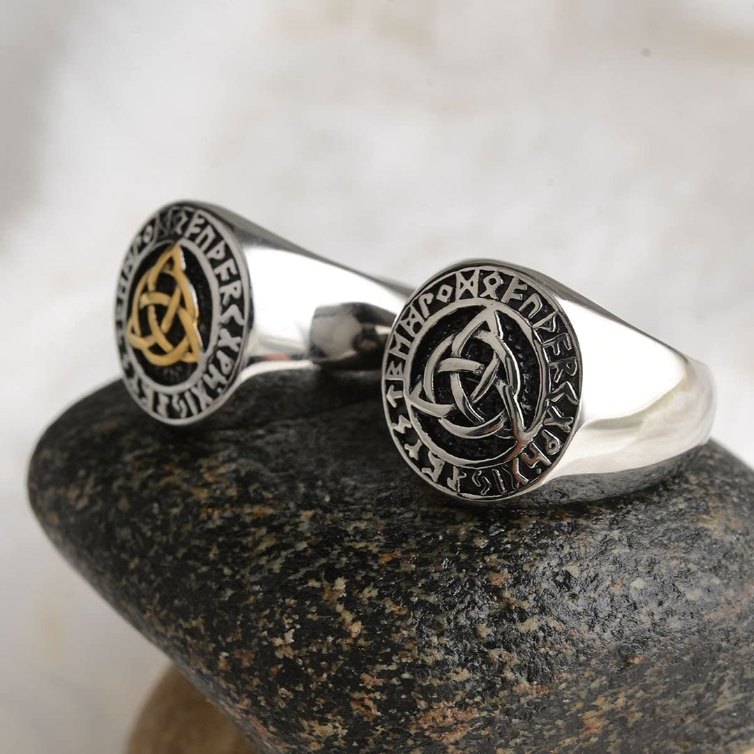 WorldNorse Simple Rune And Celtic Knot Chunky Ring