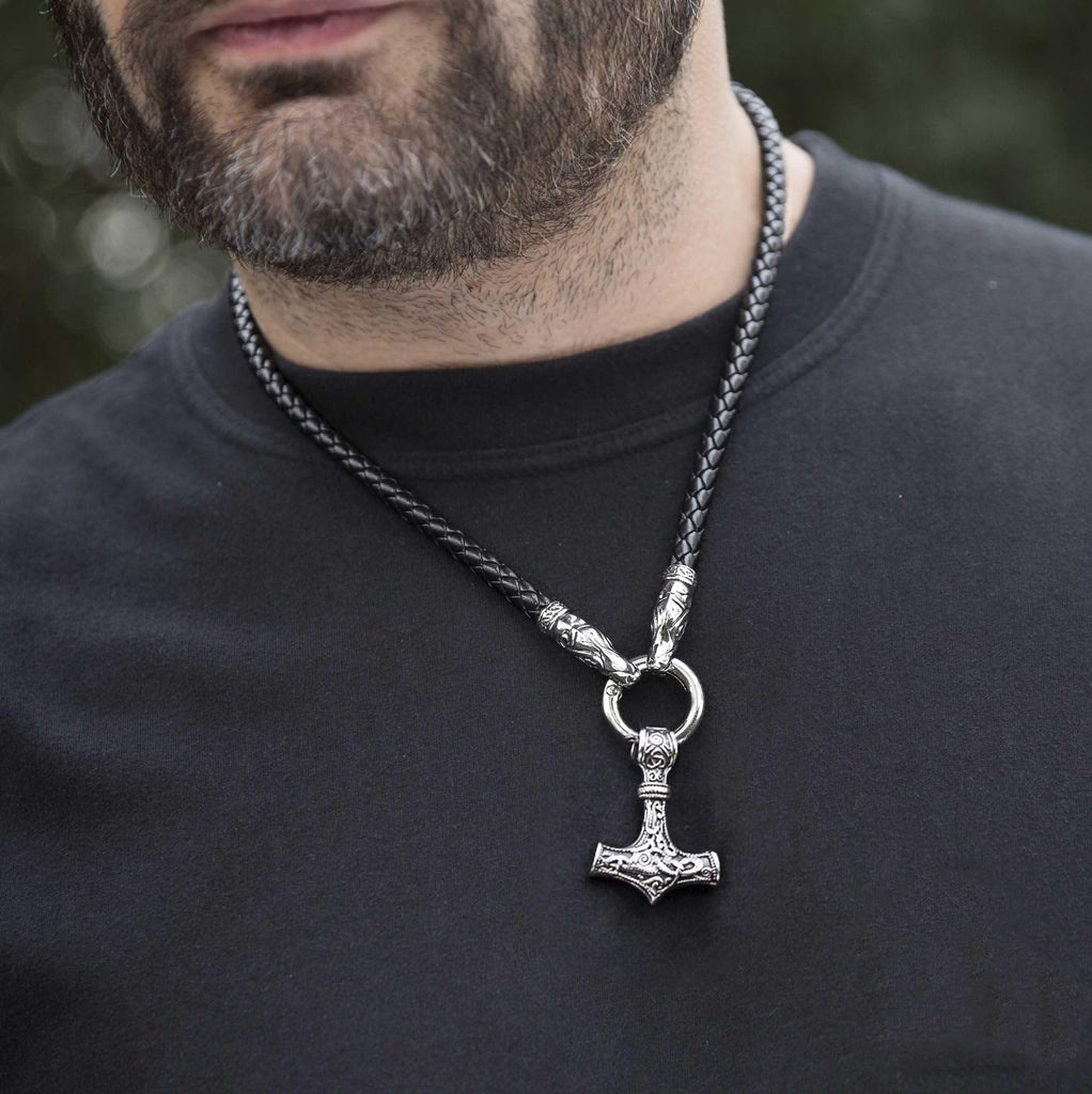 WorldNorse Thor's Hammer Pendant Leather Necklace