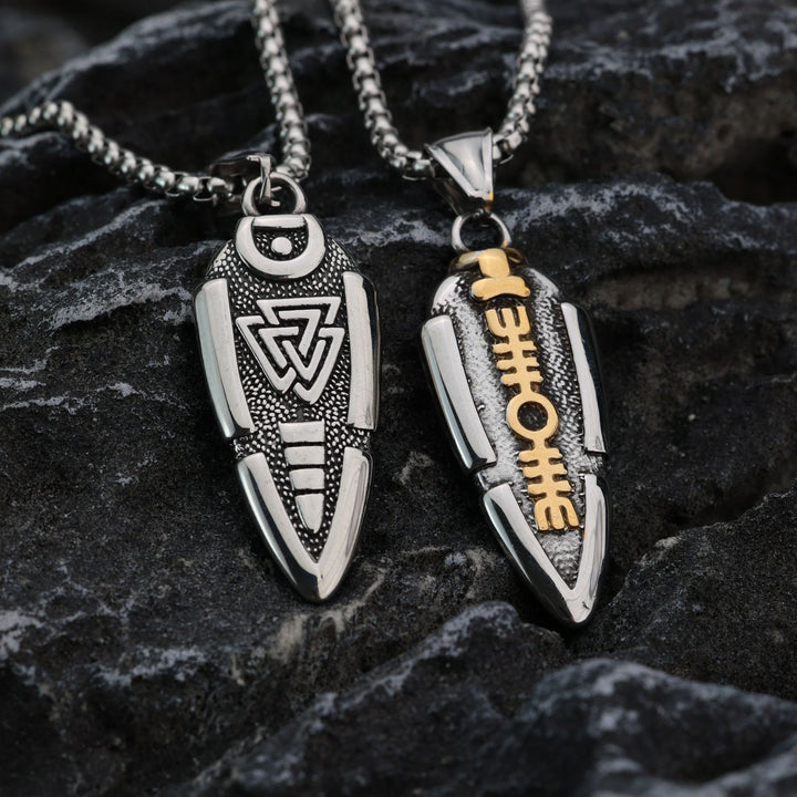 Flash Sale - WorldNorse Solid Double Sided Odin’s Spear Valknut Amulet Necklace