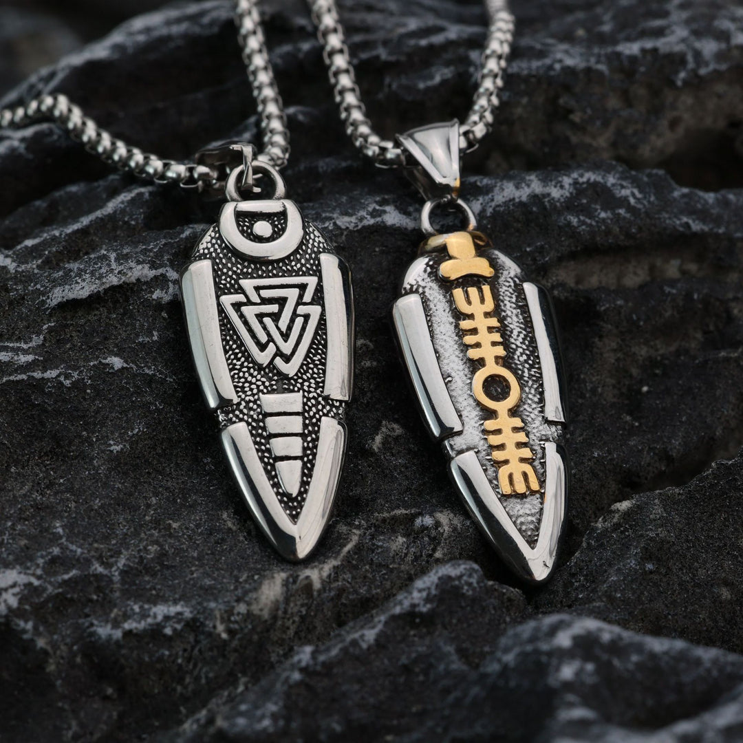 Flash Sale - WorldNorse Solid Double Sided Odin’s Spear Valknut Amulet Necklace