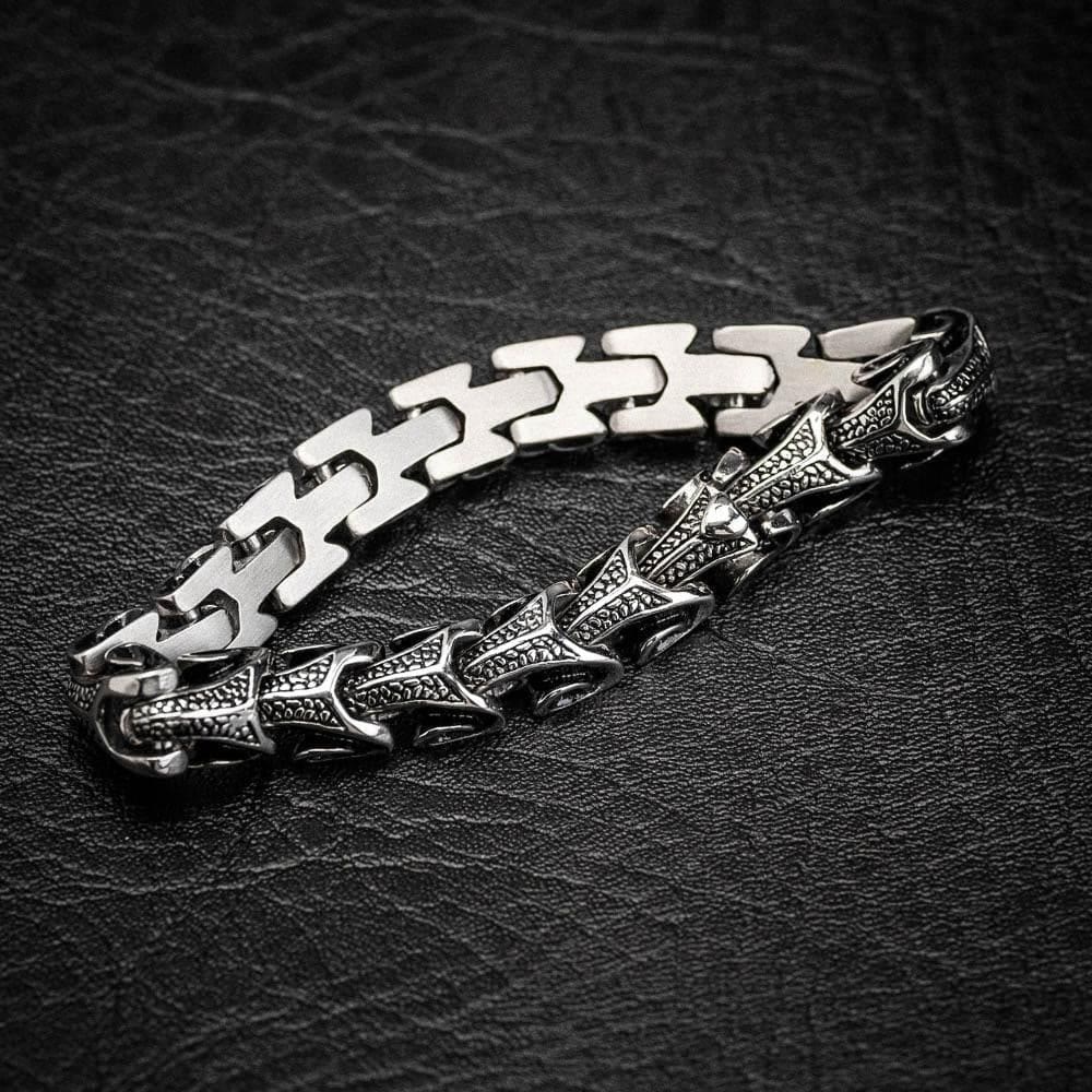 WorldNorse Vintage Dragon Bones Stainless Steel Animal Bracelet