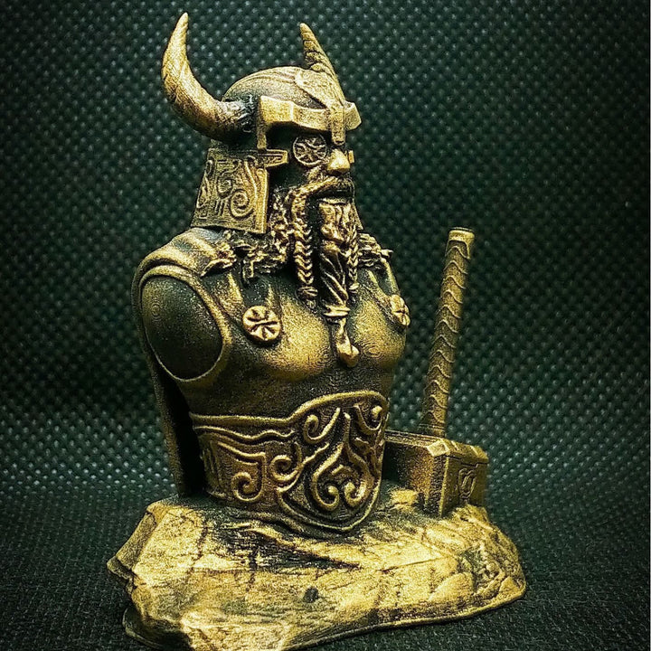 WorldNorse Thor Hammer Halfbody Statue Resin Sculpture