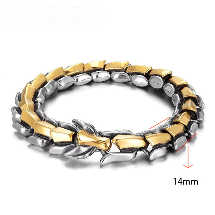 WorldNorse Protection Force Dragon Bracelet - Silver + Gold Dragon - 14mm - 23cm - image 15