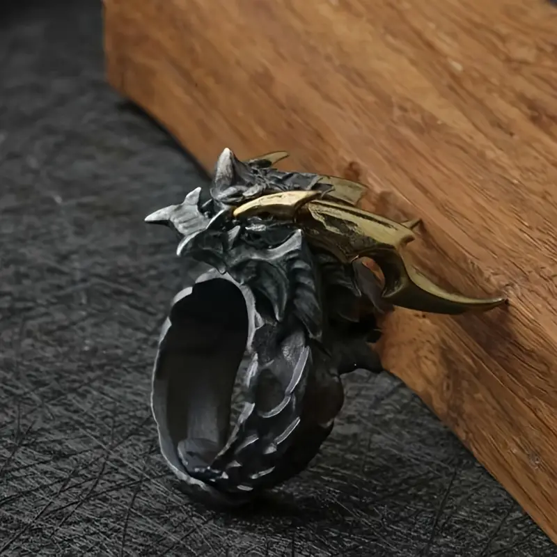 WorldNorse Retro Evil Dragon Adjustable Ring - image 3