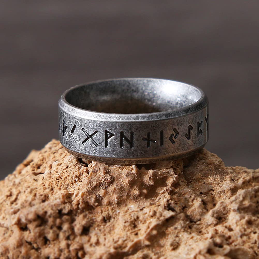 WorldNorse Vintage Viking Runes Stainless Steel Ring