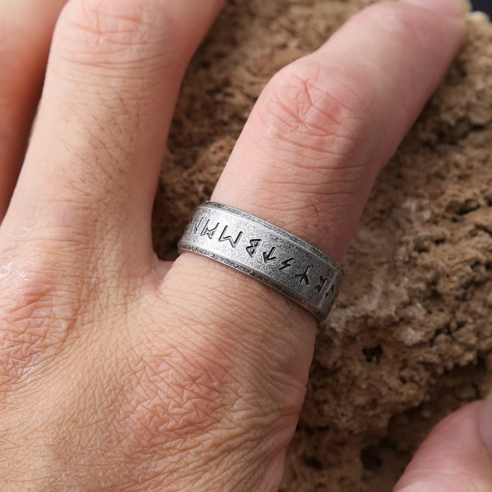 WorldNorse Vintage Viking Runes Stainless Steel Ring - image 1