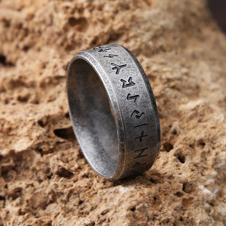 WorldNorse Vintage Viking Runes Stainless Steel Ring