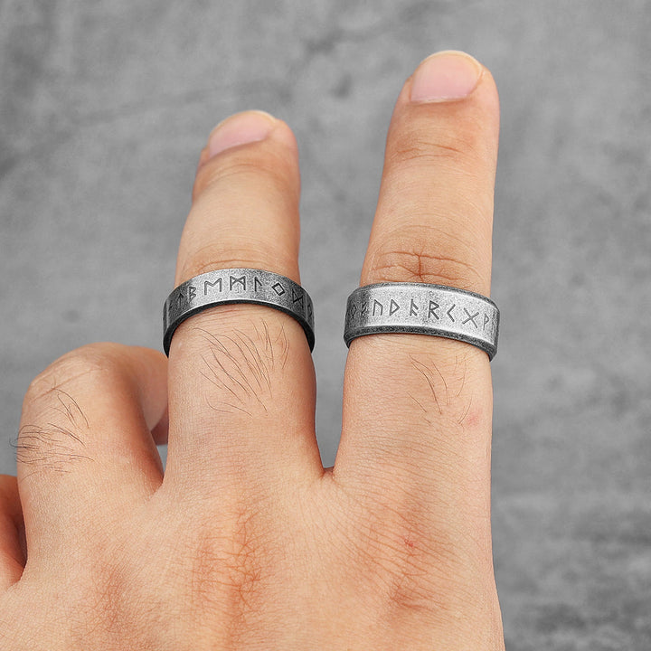 WorldNorse Vintage Viking Runes Stainless Steel Ring