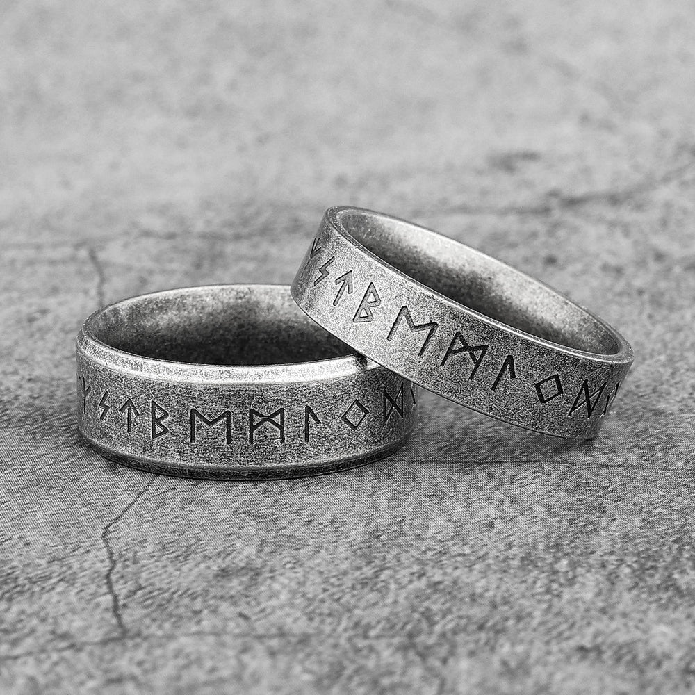 WorldNorse Vintage Viking Runes Stainless Steel Ring