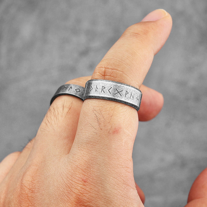 WorldNorse Vintage Viking Runes Stainless Steel Ring