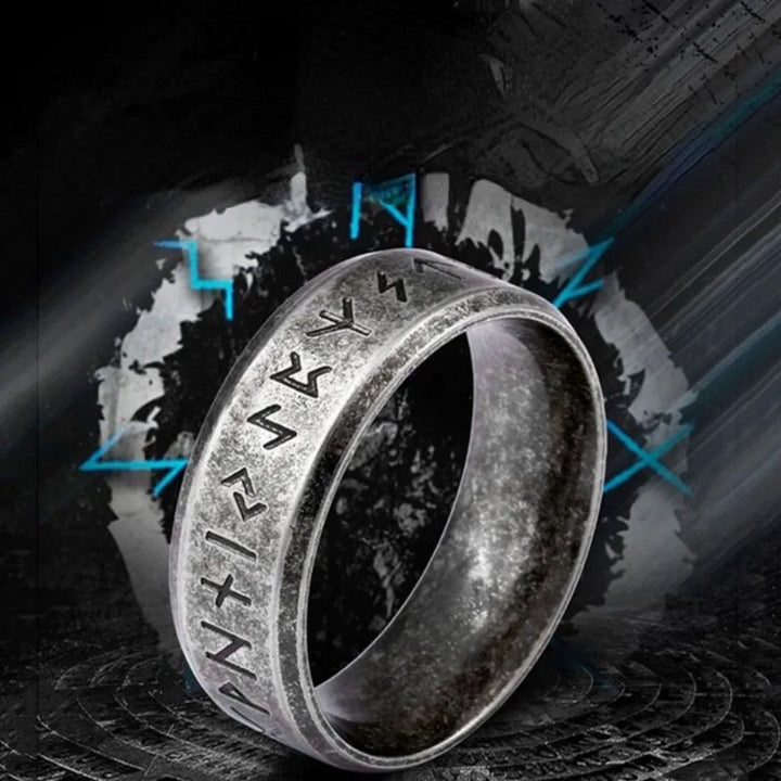 WorldNorse Vintage Viking Runes Stainless Steel Ring