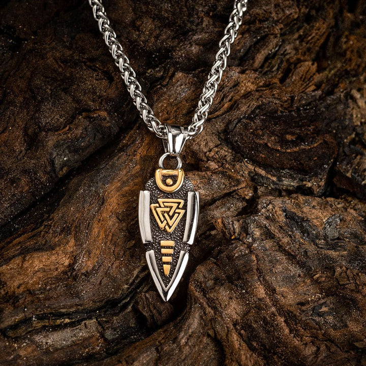 WorldNorse Solid Double Sided Odin’s Spear Valknut Amulet Necklace - image 1
