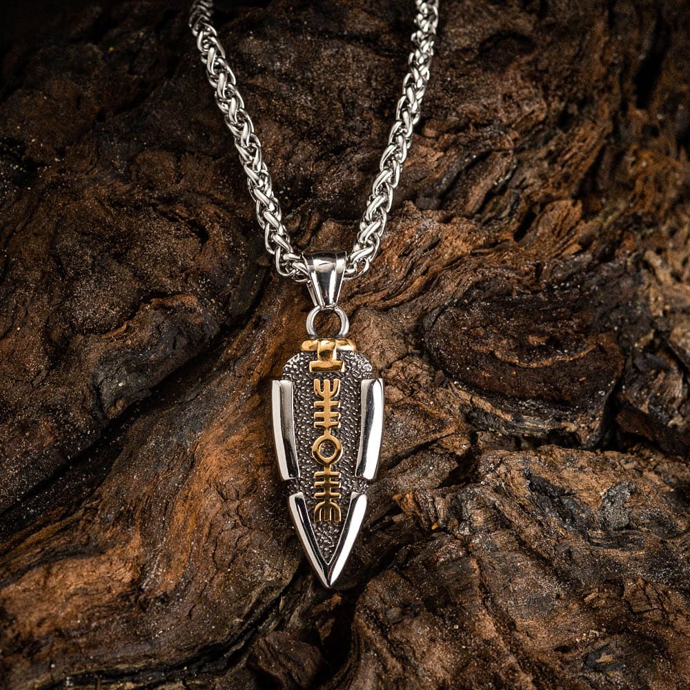 WorldNorse Solid Double Sided Odin’s Spear Valknut Amulet Necklace - image 2