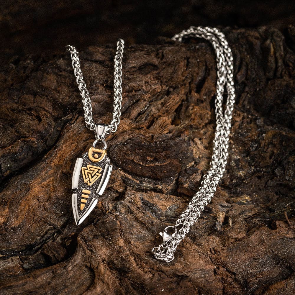WorldNorse Solid Double Sided Odin’s Spear Valknut Amulet Necklace - image 3