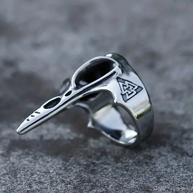 WorldNorse Men's Crow Skull Vegvisir Ring - image 4