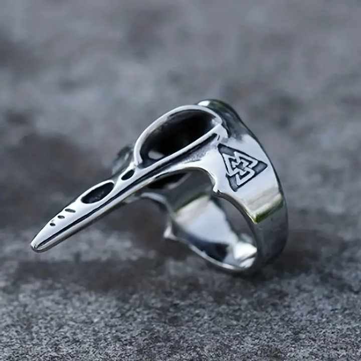 WorldNorse Men's Crow Skull Vegvisir Ring - image 4