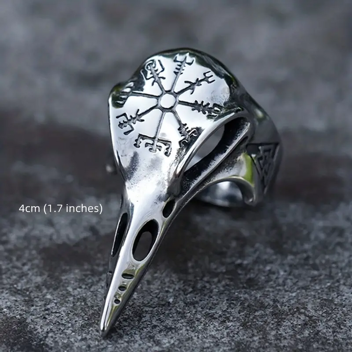 WorldNorse Men's Crow Skull Vegvisir Ring - image 2
