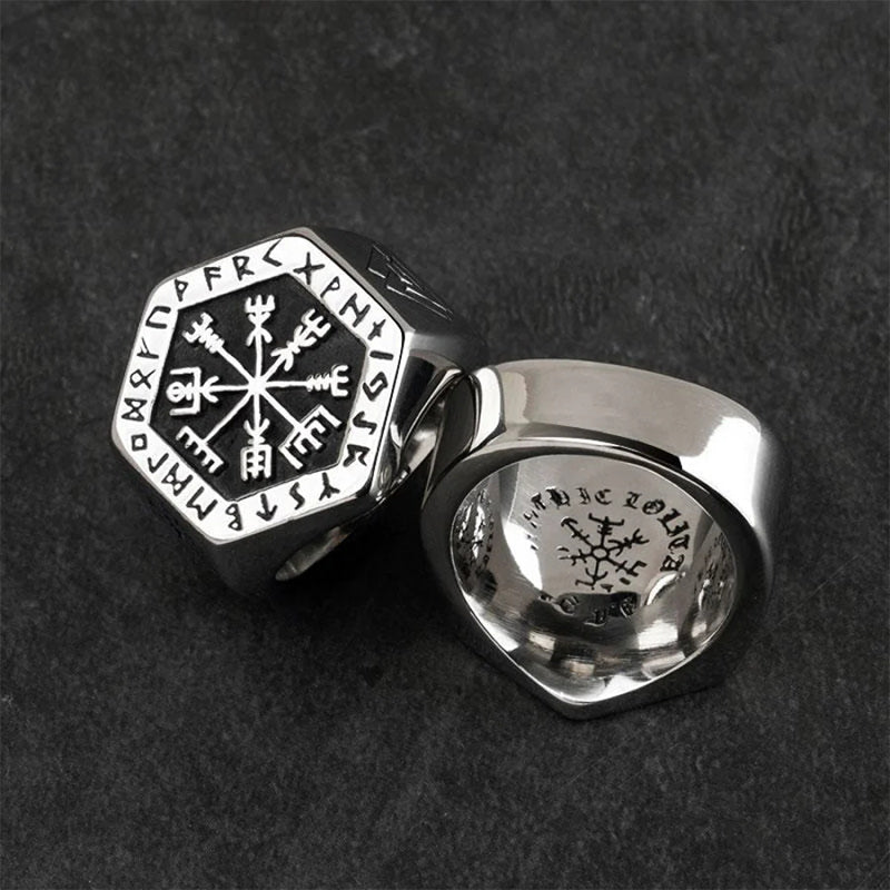 WorldNorse Vegvisir with Valknut Nordic Ring