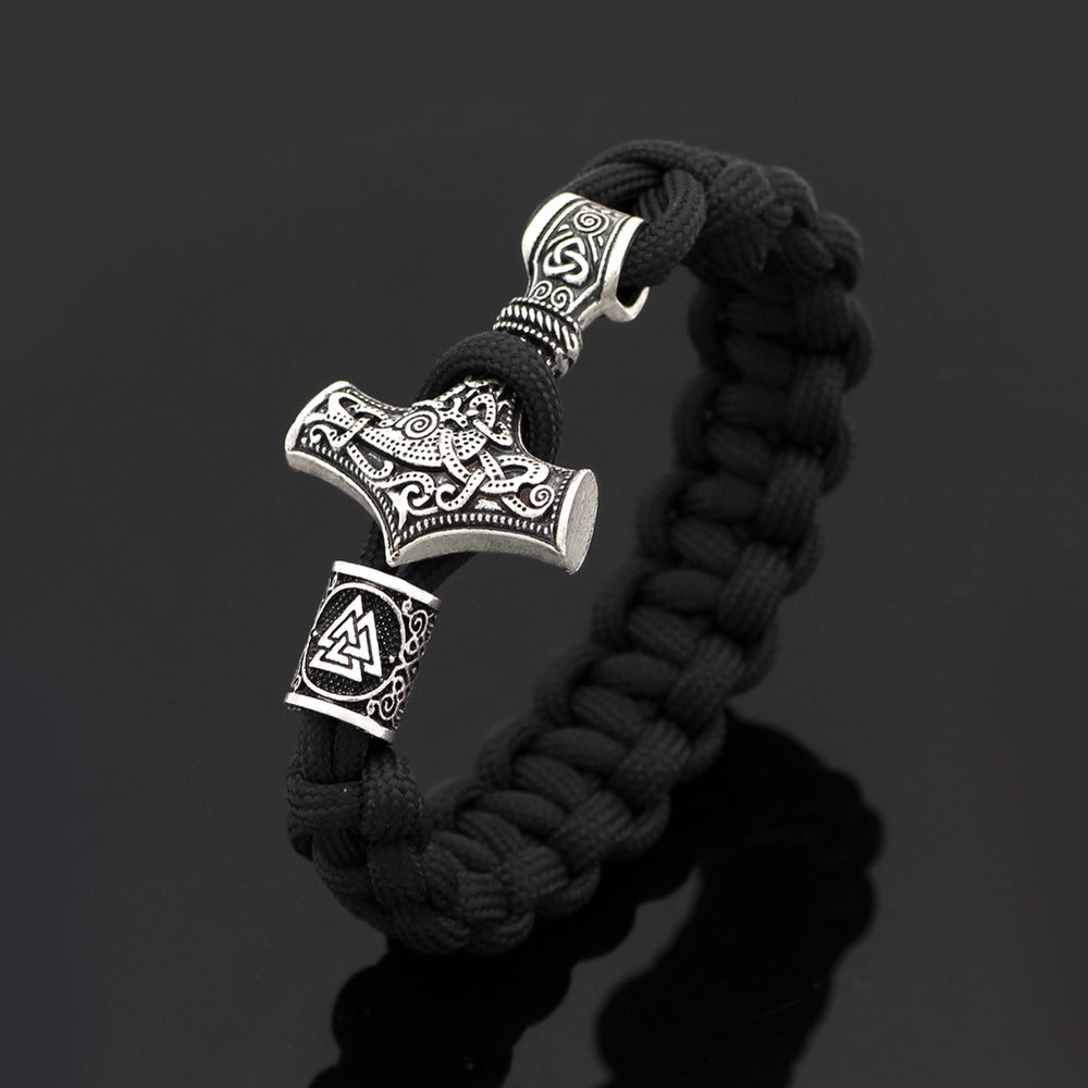 WorldNorse Thor's Hammer Braided Rope Viking Bracelet - image 1