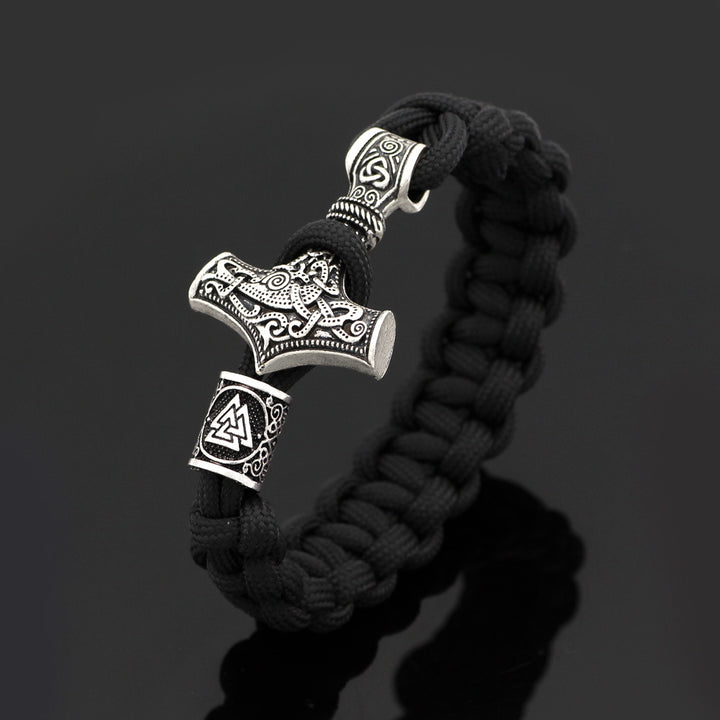 WorldNorse Thor's Hammer Braided Rope Viking Bracelet