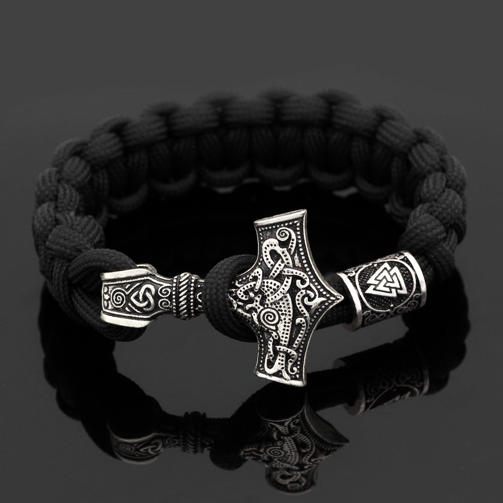 WorldNorse Thor's Hammer Braided Rope Viking Bracelet - Valknut - image 0
