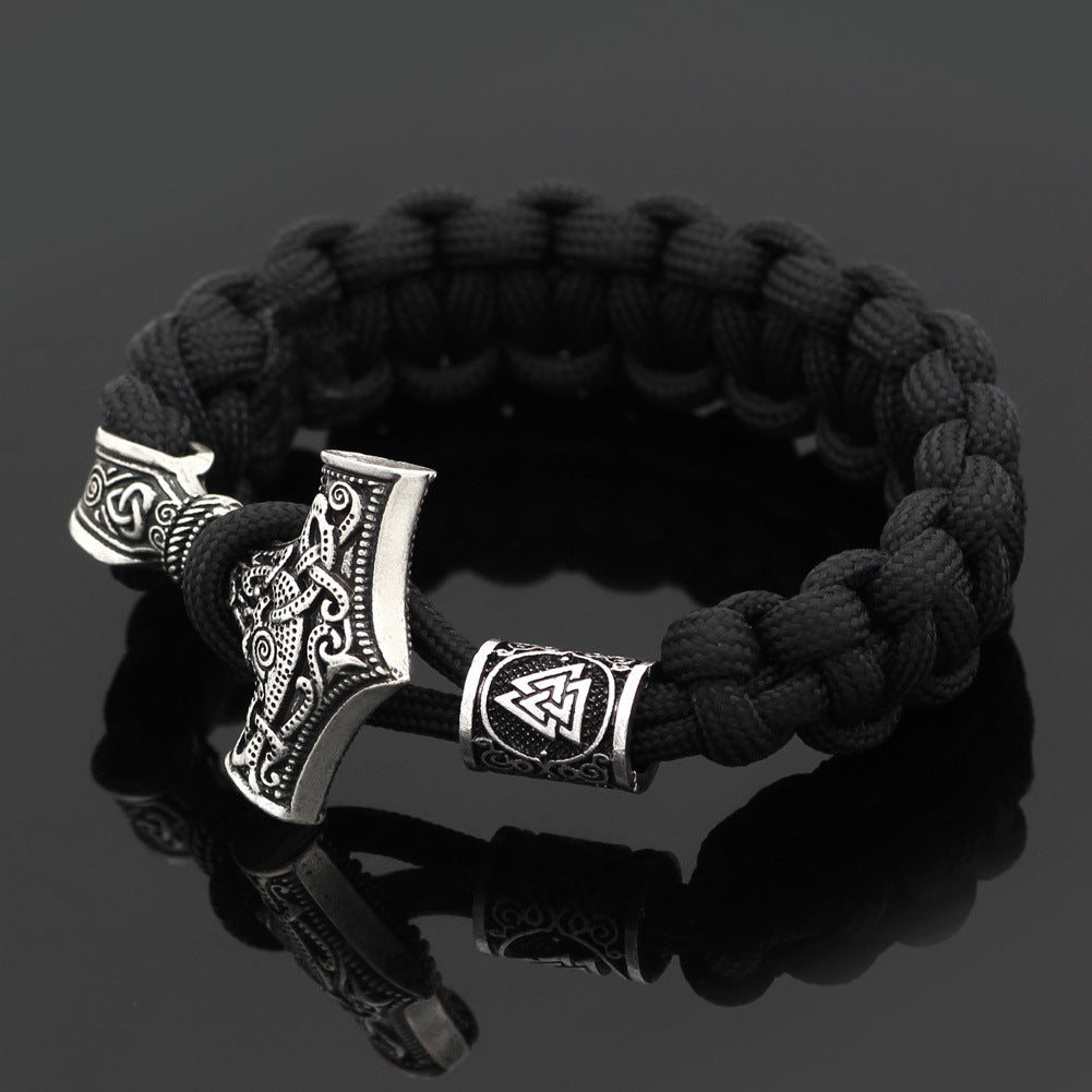 WorldNorse Thor's Hammer Braided Rope Viking Bracelet