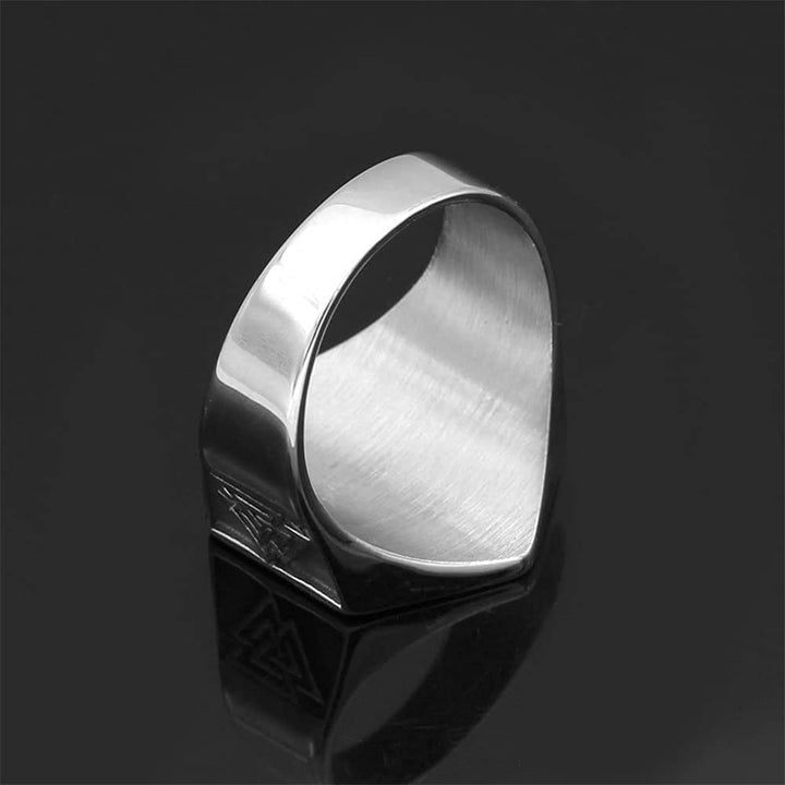 WorldNorse Valknut Compass Stainless Steel Viking Ring