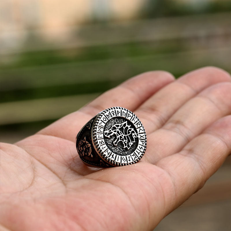 WorldNorse Fenrir Wolf Amulet Signet Viking Ring