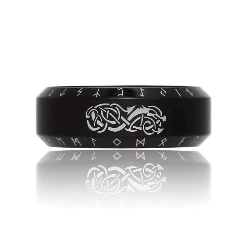 WorldNorse Norse Dragon Runes Stainless Steel Viking Ring - image 5