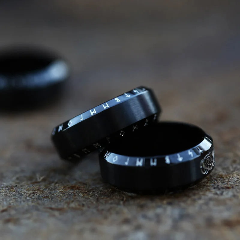 WorldNorse Norse Dragon Runes Stainless Steel Viking Ring - image 2