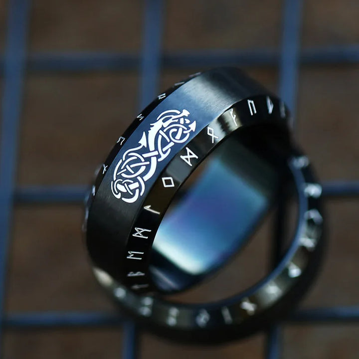 WorldNorse Norse Dragon Runes Stainless Steel Viking Ring