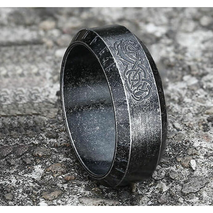 WorldNorse Norse Dragon Runes Stainless Steel Viking Ring